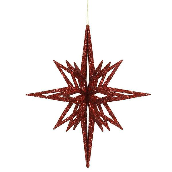 Red 3D Glitter Star Ornament, 12 in.